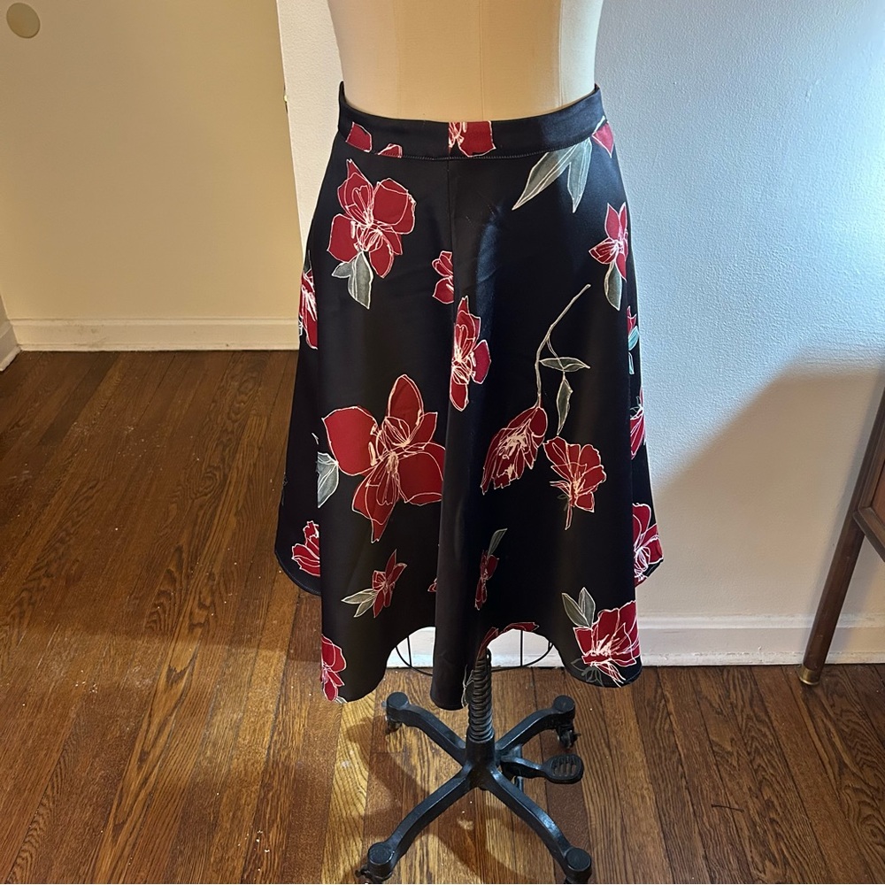 Floral Black and Red Women's Skirt
